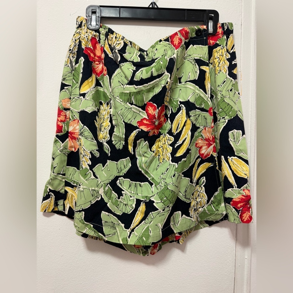 Vintage 90s 2000s Coldwater Creek Palm leaf banana printed tropical skort Large